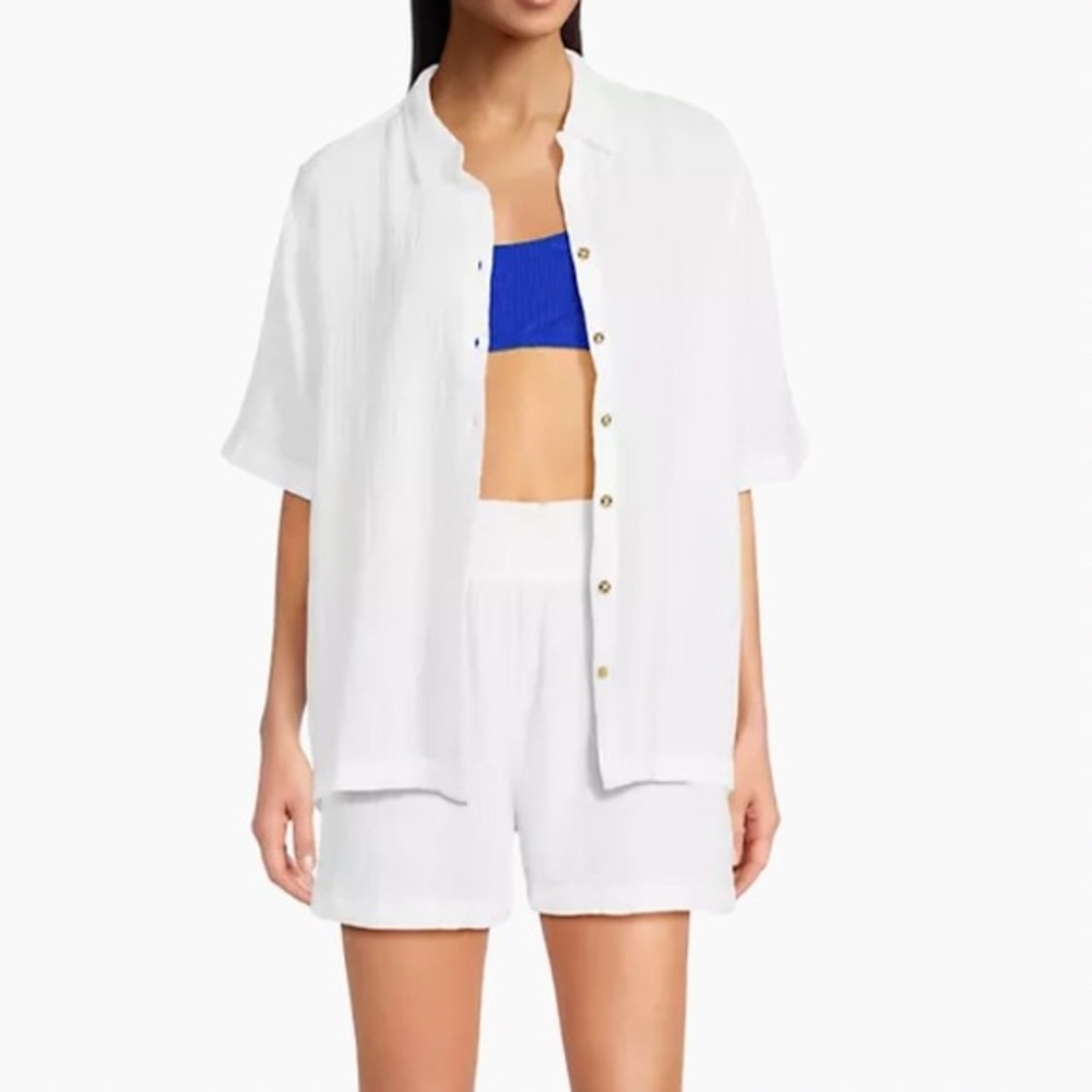 Lilly Pulitzer Frankie Gauze Coverup Shirt White